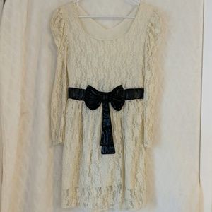 White Lace Bow Dress